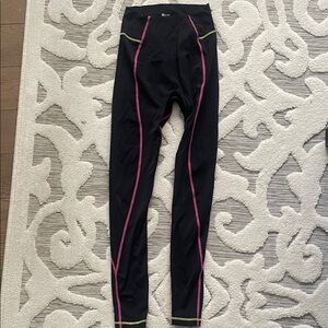 BuffBunny Black Leggings with Pink and Yellow Accents